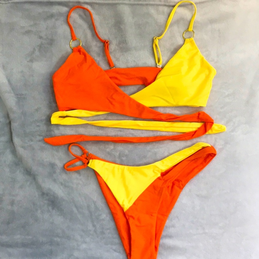 Sexy Orange and Yellow Two-Piece from SHEIN